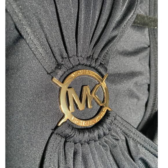 Michael Kors - Black Padded Bathing Suit Dress - Gold Logo - Picture 3 of 10